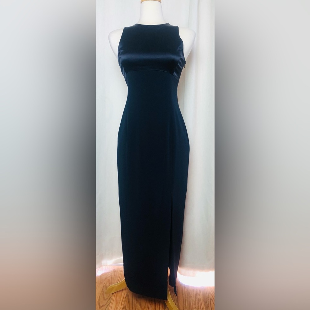 Tahari ASL Black Dress Full Length Sleeveless Gown Formal 2 Prom Wedding Holiday